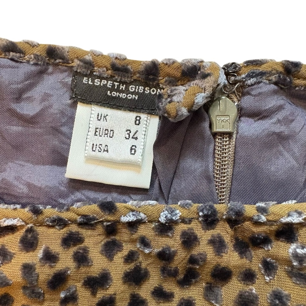 Elspeth Gibson London Animal Cheetah Print Dot Velvet Silk Blend Skirt - Picture 12 of 15